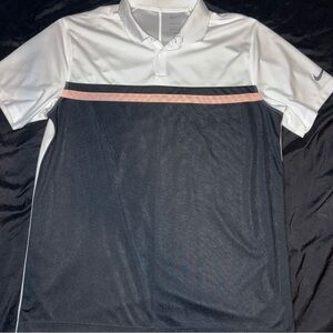 Nike Men's Black and White Golf Polo with Stripe